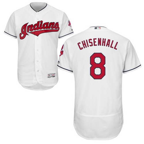 Men's Majestic Cleveland Indians #8 Lonnie Chisenhall Authentic White Home Cool Base MLB Jersey