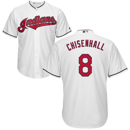 Men's Majestic Cleveland Indians #8 Lonnie Chisenhall Replica White Home Cool Base MLB Jersey