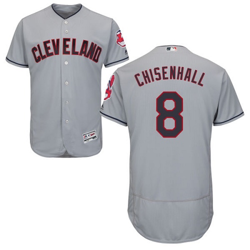 Men's Majestic Cleveland Indians #8 Lonnie Chisenhall Authentic Grey Road Cool Base MLB Jersey