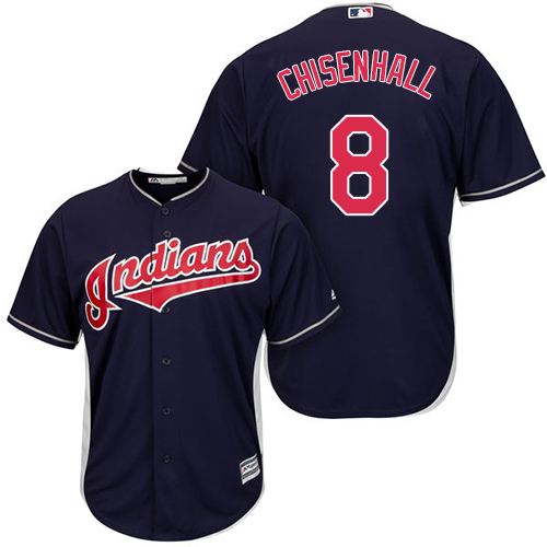 Men's Majestic Cleveland Indians #8 Lonnie Chisenhall Replica Navy Blue Alternate 1 Cool Base MLB Jersey