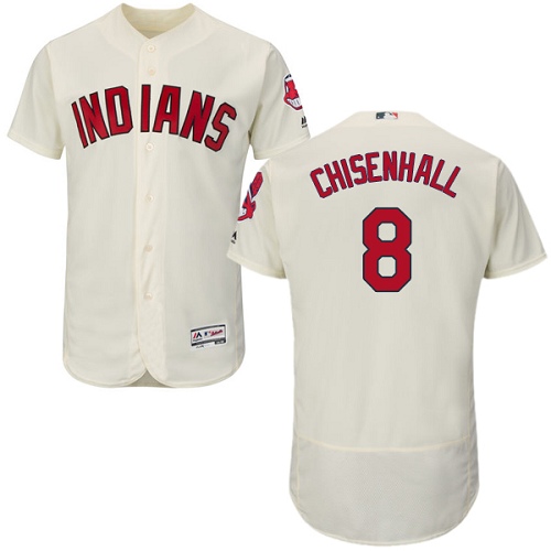 Men's Majestic Cleveland Indians #8 Lonnie Chisenhall Authentic Cream Alternate 2 Cool Base MLB Jersey