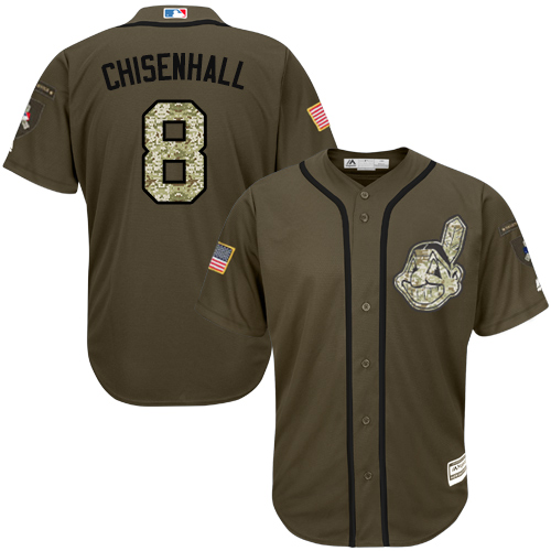 Men's Majestic Cleveland Indians #8 Lonnie Chisenhall Authentic Green Salute to Service MLB Jersey
