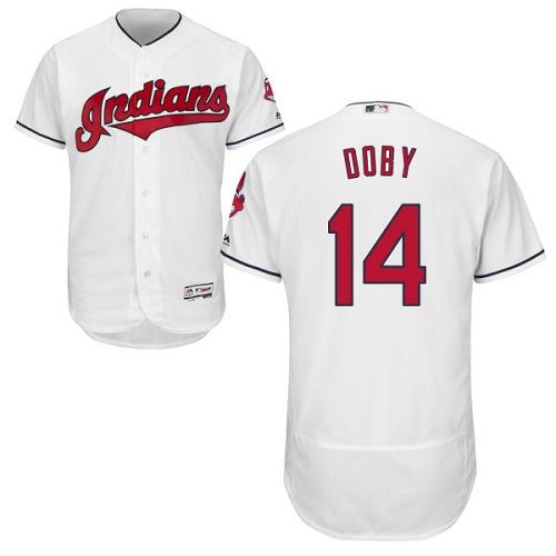 Men's Majestic Cleveland Indians #14 Larry Doby Authentic White Home Cool Base MLB Jersey