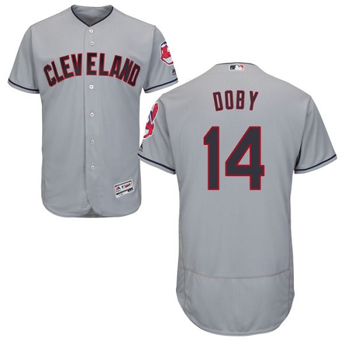 Men's Majestic Cleveland Indians #14 Larry Doby Authentic Grey Road Cool Base MLB Jersey