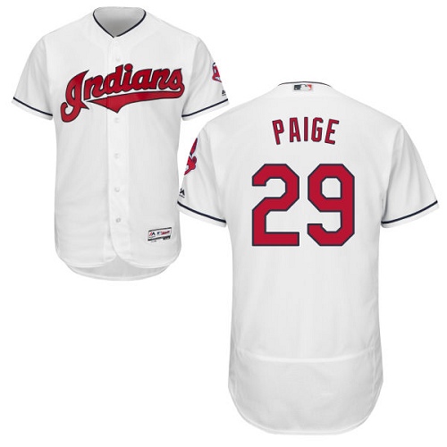 Men's Majestic Cleveland Indians #29 Satchel Paige Authentic White Home Cool Base MLB Jersey