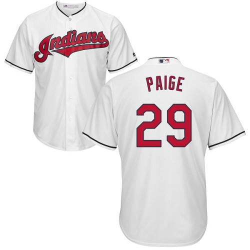 Men's Majestic Cleveland Indians #29 Satchel Paige Replica White Home Cool Base MLB Jersey