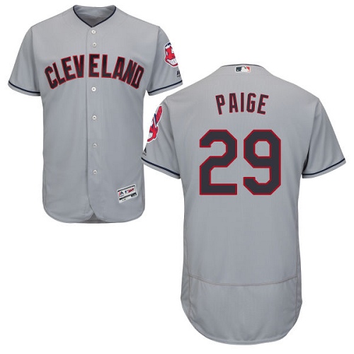 Men's Majestic Cleveland Indians #29 Satchel Paige Authentic Grey Road Cool Base MLB Jersey