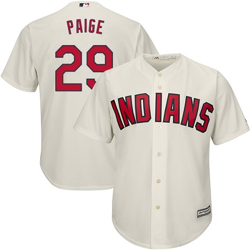 Men's Majestic Cleveland Indians #29 Satchel Paige Replica Cream Alternate 2 Cool Base MLB Jersey