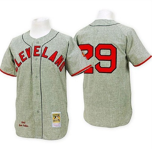 Men's Mitchell and Ness 1948 Cleveland Indians #29 Satchel Paige Replica Grey Throwback MLB Jersey