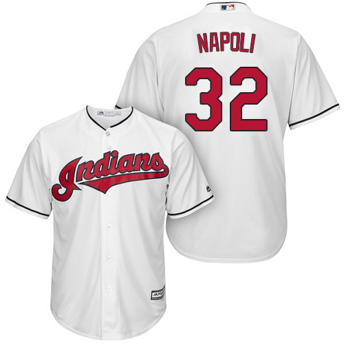 Men's Majestic Cleveland Indians #41 Carlos Santana Replica White Home Cool Base MLB Jersey