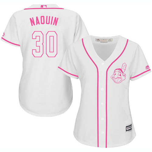 Women's Majestic Cleveland Indians #30 Tyler Naquin Authentic White Fashion Cool Base MLB Jersey