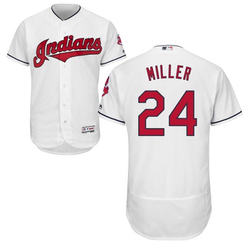 Men's Majestic Cleveland Indians #24 Andrew Miller White Flexbase Authentic Collection MLB Jersey