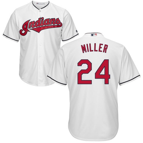 Men's Majestic Cleveland Indians #24 Andrew Miller Replica White Home Cool Base MLB Jersey