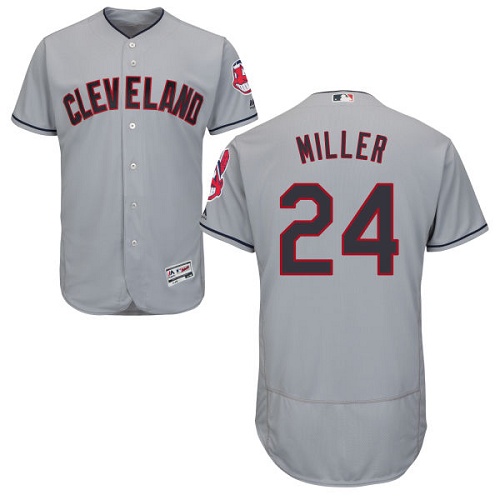 Men's Majestic Cleveland Indians #24 Andrew Miller Grey Flexbase Authentic Collection MLB Jersey