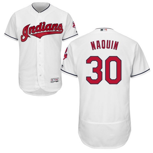 Men's Majestic Cleveland Indians #30 Tyler Naquin White Flexbase Authentic Collection MLB Jersey