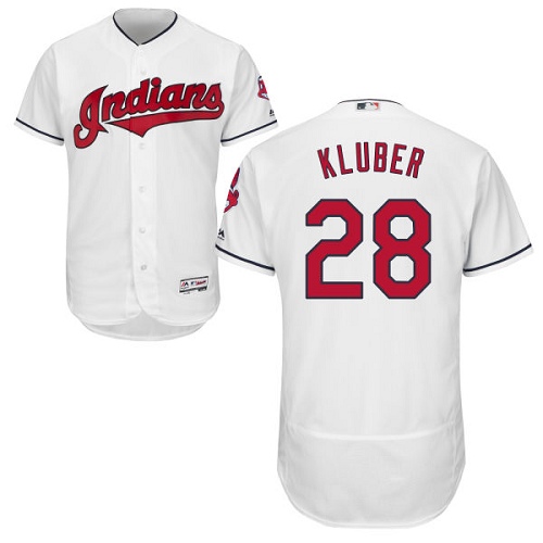 Men's Majestic Cleveland Indians #28 Corey Kluber Authentic White Home Cool Base MLB Jersey