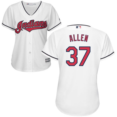 Women's Majestic Cleveland Indians #37 Cody Allen Authentic White Home Cool Base MLB Jersey