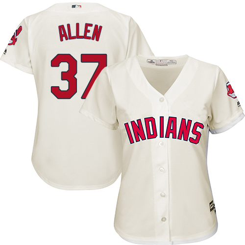Women's Majestic Cleveland Indians #37 Cody Allen Authentic Cream Alternate 2 Cool Base MLB Jersey
