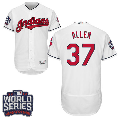 Men's Majestic Cleveland Indians #37 Cody Allen White 2016 World Series Bound Flexbase Authentic Collection MLB Jersey