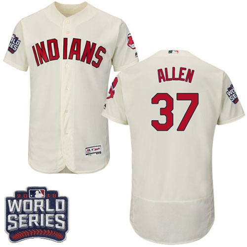 Men's Majestic Cleveland Indians #37 Cody Allen Cream 2016 World Series Bound Flexbase Authentic Collection MLB Jersey