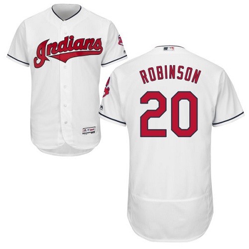Men's Majestic Cleveland Indians #20 Eddie Robinson White Flexbase Authentic Collection MLB Jersey