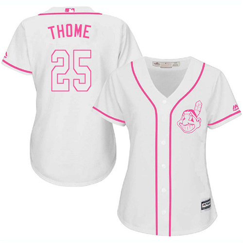 Women's Majestic Cleveland Indians #25 Jim Thome Authentic White Fashion Cool Base MLB Jersey