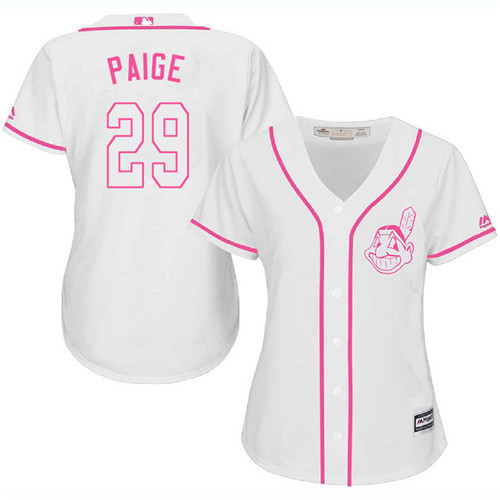 Women's Majestic Cleveland Indians #29 Satchel Paige Authentic White Fashion Cool Base MLB Jersey