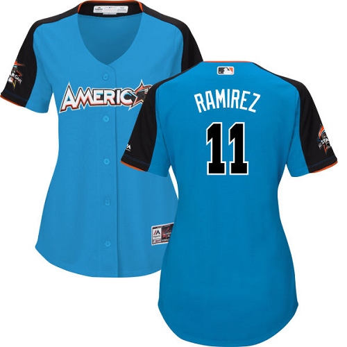 Women's Majestic Cleveland Indians #11 Jose Ramirez Authentic Blue American League 2017 MLB All-Star MLB Jersey