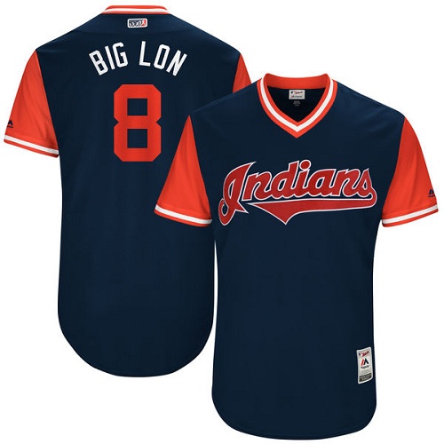 Men's Majestic Cleveland Indians #8 Lonnie Chisenhall "Big Lon" Authentic Navy Blue 2017 Players Weekend MLB Jersey