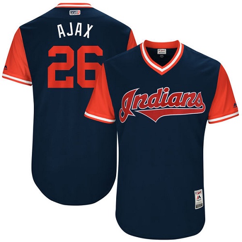 Men's Majestic Cleveland Indians #26 Austin Jackson "Ajax" Authentic Navy Blue 2017 Players Weekend MLB Jersey