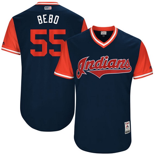 Men's Majestic Cleveland Indians #55 Roberto Perez "Bebo" Authentic Navy Blue 2017 Players Weekend MLB Jersey