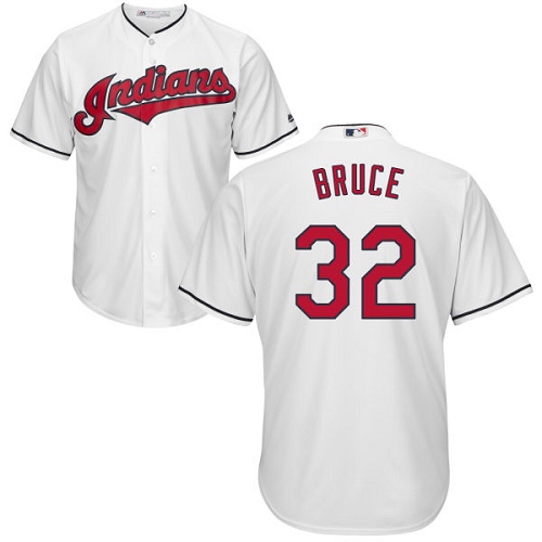 Men's Majestic Cleveland Indians #32 Jay Bruce Replica White Home Cool Base MLB Jersey