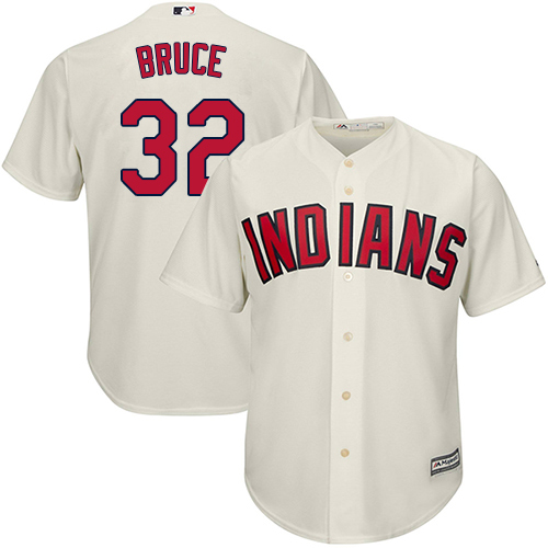 Men's Majestic Cleveland Indians #32 Jay Bruce Replica Cream Alternate 2 Cool Base MLB Jersey