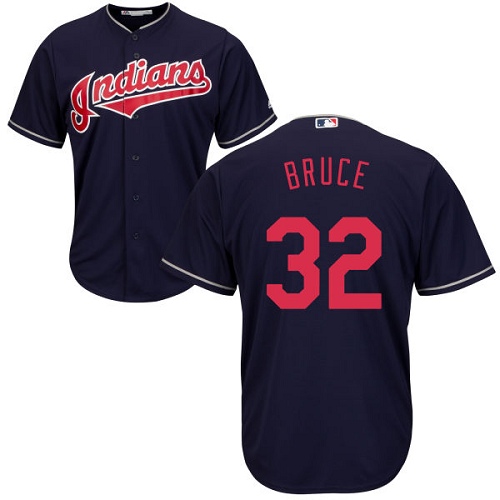 Youth Majestic Cleveland Indians #32 Jay Bruce Authentic Navy Blue Alternate 1 Cool Base MLB Jersey