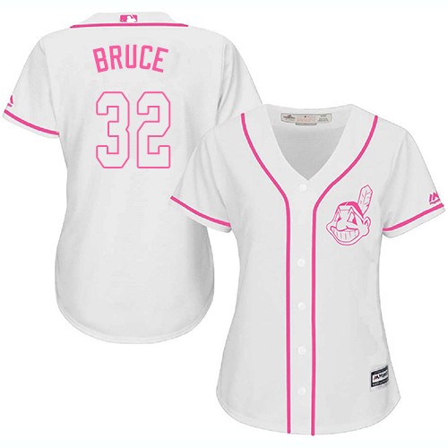 Women's Majestic Cleveland Indians #32 Jay Bruce Authentic White Fashion Cool Base MLB Jersey