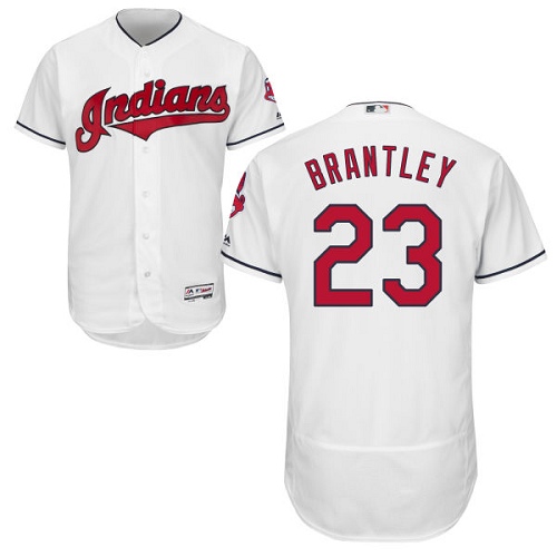 Men's Majestic Cleveland Indians #23 Michael Brantley Authentic White Home Cool Base MLB Jersey