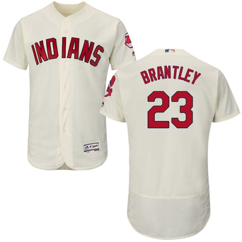Men's Majestic Cleveland Indians #23 Michael Brantley Authentic Cream Alternate 2 Cool Base MLB Jersey