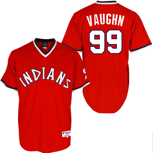Men's Majestic Cleveland Indians #99 Ricky Vaughn Authentic Red 1974 Turn Back The Clock MLB Jersey