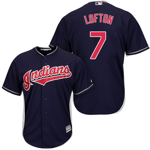 Men's Majestic Cleveland Indians #7 Kenny Lofton Replica Navy Blue Alternate 1 Cool Base MLB Jersey