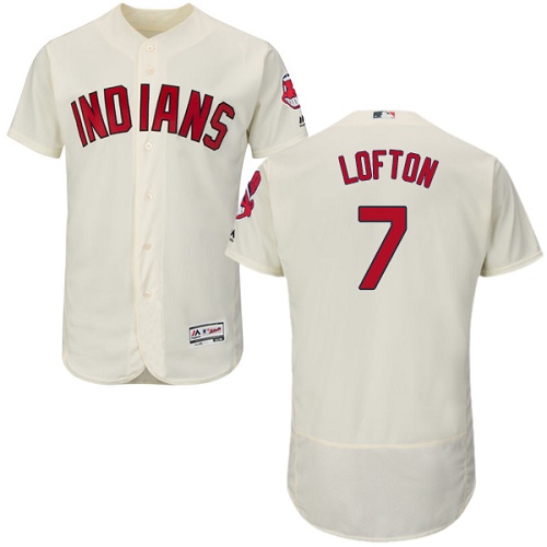 Men's Majestic Cleveland Indians #7 Kenny Lofton Authentic Cream Alternate 2 Cool Base MLB Jersey