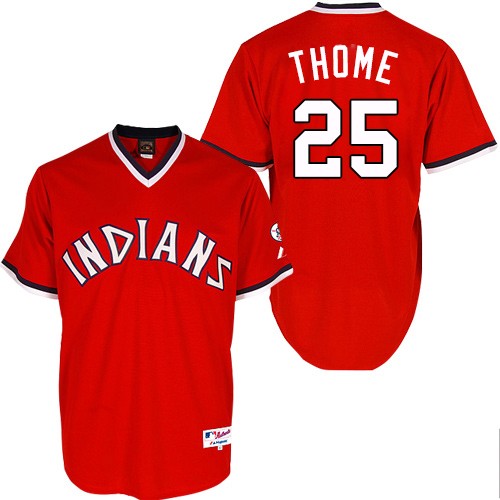 Men's Majestic Cleveland Indians #25 Jim Thome Authentic Red 1978 Turn Back The Clock MLB Jersey