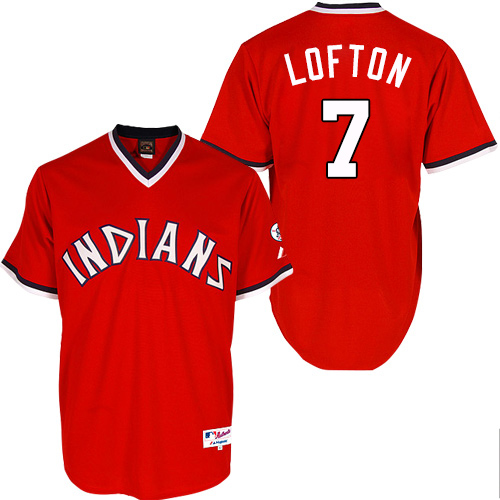 Men's Majestic Cleveland Indians #7 Kenny Lofton Authentic Red 1978 Turn Back The Clock MLB Jersey