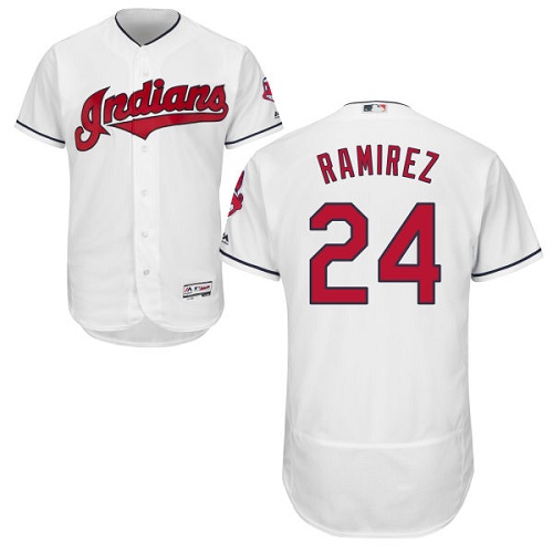 Men's Majestic Cleveland Indians #24 Manny Ramirez Authentic White Home Cool Base MLB Jersey