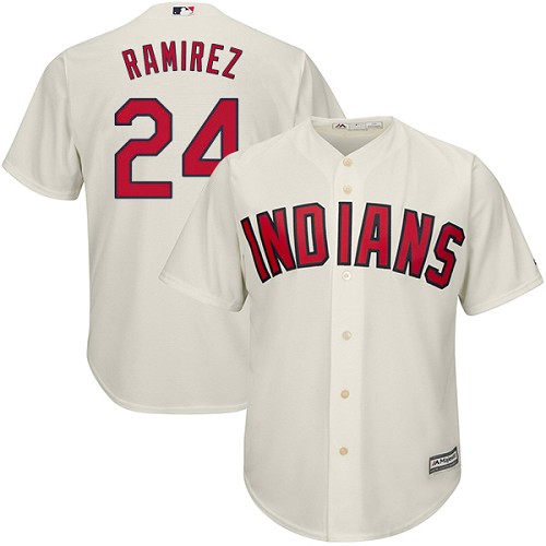 Men's Majestic Cleveland Indians #24 Manny Ramirez Replica Cream Alternate 2 Cool Base MLB Jersey