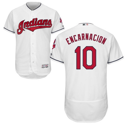 Men's Majestic Cleveland Indians #10 Edwin Encarnacion White Flexbase Authentic Collection MLB Jersey