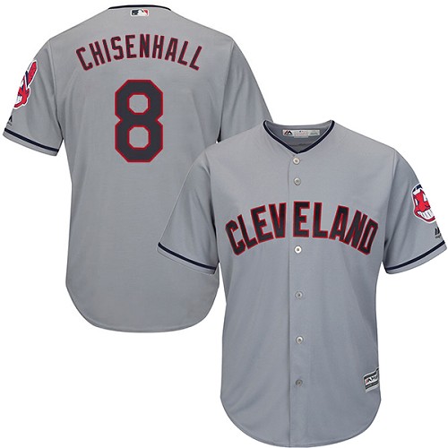 Youth Majestic Cleveland Indians #8 Lonnie Chisenhall Replica Grey Road Cool Base MLB Jersey