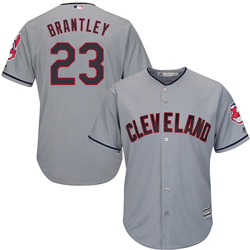 Youth Majestic Cleveland Indians #23 Michael Brantley Authentic Grey Road Cool Base MLB Jersey