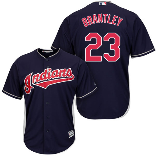 Youth Majestic Cleveland Indians #23 Michael Brantley Authentic Navy Blue Alternate 1 Cool Base MLB Jersey