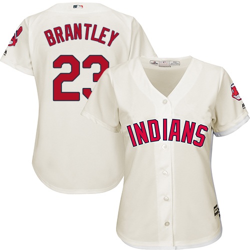 Women's Majestic Cleveland Indians #23 Michael Brantley Replica Cream Alternate 2 Cool Base MLB Jersey