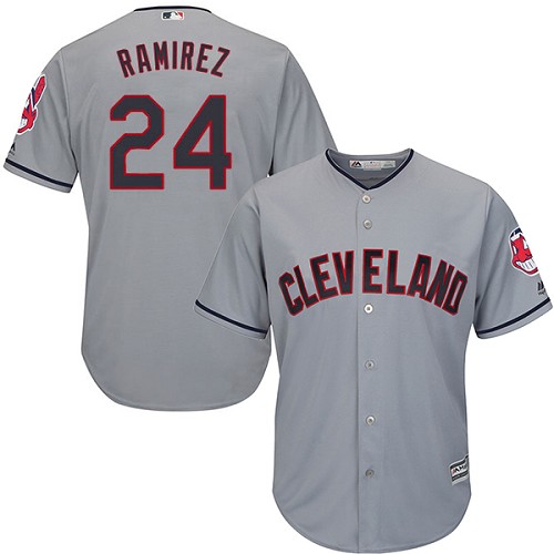 Youth Majestic Cleveland Indians #24 Manny Ramirez Authentic Grey Road Cool Base MLB Jersey